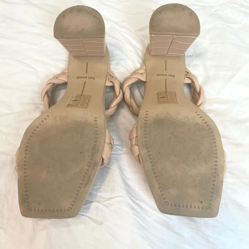 Dolce Vita Nude Braided Strap Block Heel Sandals - Picture 4 of 6